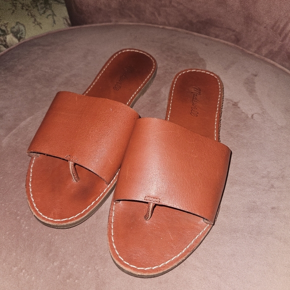 Madewell Tan Leather Slide Sandals - Picture 5 of 5